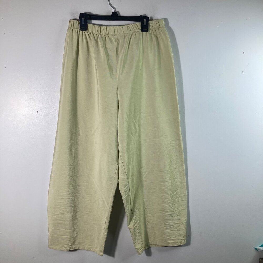 Womens Jackie‎ Loves John Silk Wide Leg Crop Pants Light Green XL USA
